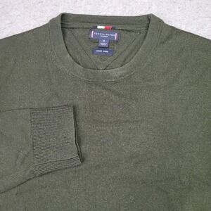 Tommy Hilfiger Luxury Wool Sweater Mens XL Green Pullover Crew Neck Long Sleeve